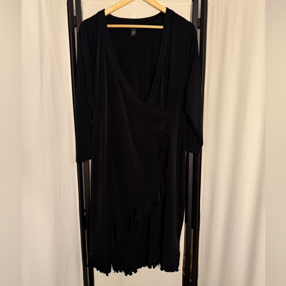 Alfani Black Basic Ruffled Wrap Dress